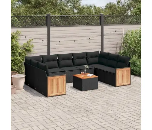 Sodo Komplektas Su Pagalvėlėmis, 10 Dalių, Juodas, Poliratanas