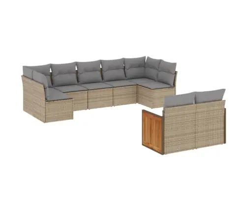 9-Daļīgs Dārza Dīvānu Komplekts, Matrači, Bēša Pe Rotangpalma Vidaxl