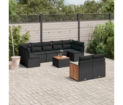 Sodo Komplektas Su Pagalvėlėmis, 10 Dalių, Juodas, Poliratanas