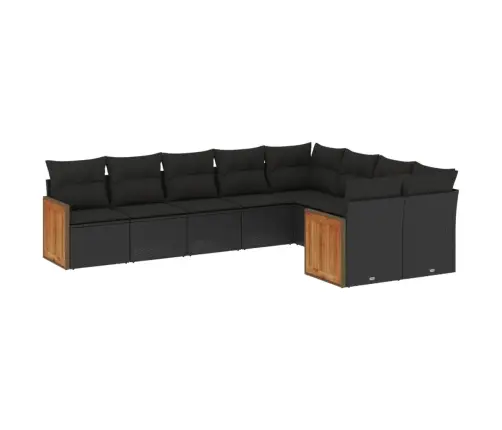 Sodo Komplektas Su Pagalvėlėmis, 9 Dalių, Juodas, Poliratanas