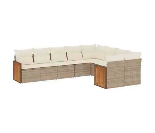 9-Daļīgs Dārza Dīvānu Komplekts, Matrači, Bēša Pe Rotangpalma Vidaxl