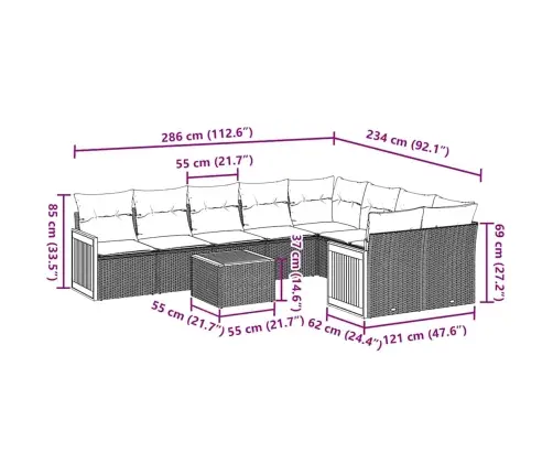 10-Osaline Aiadiivani Komplekt Patjadega, Must, Polürotang
