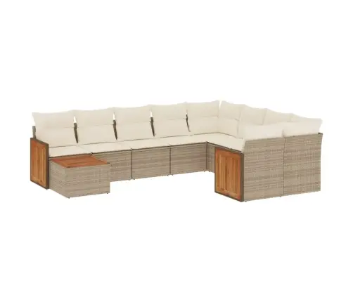 10-Daļīgs Dārza Dīvāna Komplekts, Matrači, Bēša Pe Rotangpalma Vidaxl