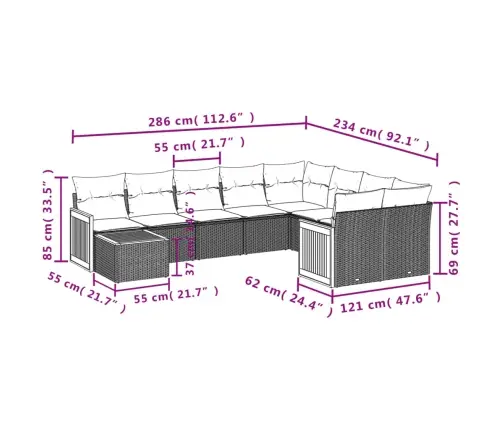 Sodo Komplektas Su Pagalvėlėmis, 10 Dalių, Pilkas, Poliratanas