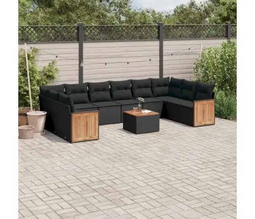 11-Daļīgs Dārza Dīvāna Komplekts, Matrači, Melna Pe Rotangpalma Vidaxl