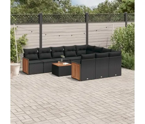 Sodo Komplektas Su Pagalvėlėmis, 11 Dalių, Juodas, Poliratanas