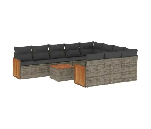 11-Daļīgs Dārza Dīvāna Komplekts Ar Matračiem, Pelēks Pe Pinums Vidaxl 11-Daļīgs Dārza Dīvāna Komplekts Ar Matračiem, Pelēks Pe Pinums Vidaxl