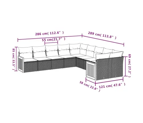 Sodo Komplektas Su Pagalvėlėmis, 10 Dalių, Juodas, Poliratanas