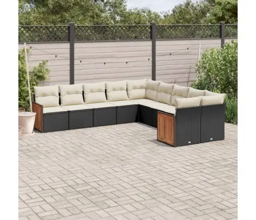 Sodo Komplektas Su Pagalvėlėmis, 10 Dalių, Juodas, Poliratanas