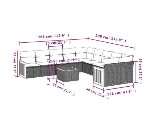 11-Osaline Aiadiivani Komplekt Patjadega, Beež, Polürotang