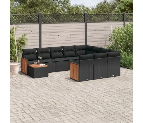 11-Daļīgs Dārza Dīvāna Komplekts, Matrači, Melna Pe Rotangpalma Vidaxl