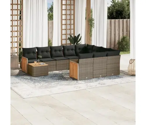 Sodo Komplektas Su Pagalvėlėmis, 11 Dalių, Pilkas, Poliratanas