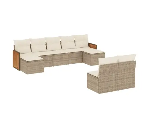 9-Daļīgs Dārza Dīvānu Komplekts, Matrači, Bēša Pe Rotangpalma Vidaxl