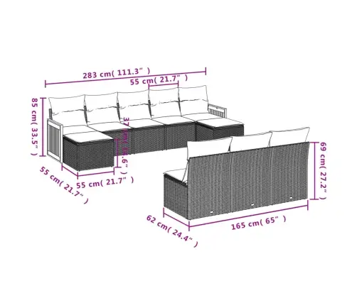 10-Osaline Aiadiivani Komplekt Patjadega, Beež, Polürotang