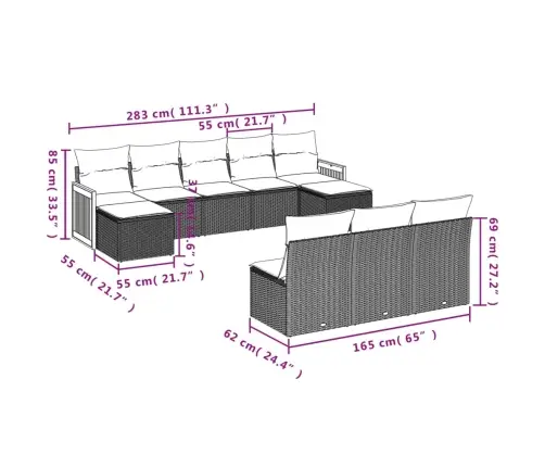 Sofos Komplektas Su Pagalvėlėmis, 10 Dalių, Smėlio, Poliratanas