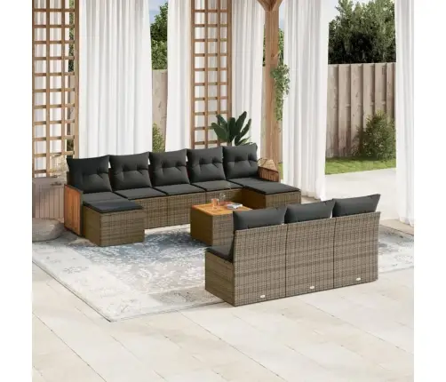 Sodo Komplektas Su Pagalvėlėmis, 11 Dalių, Pilkas, Poliratanas