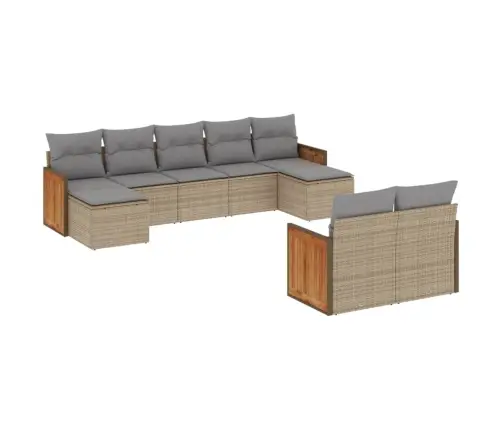 Sodo Komplektas Su Pagalvėlėmis, 9 Dalių, Smėlio, Poliratanas