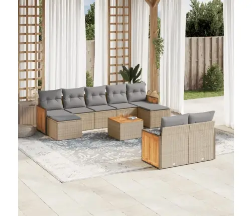 10-Osaline Aiadiivani Komplekt Patjadega, Beež, Polürotang