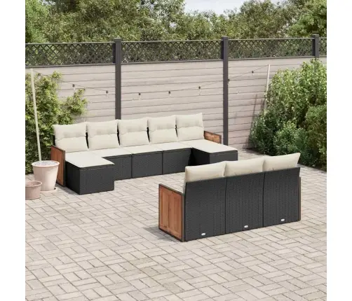 10-Daļīgs Dārza Dīvāna Komplekts, Matrači, Melna Pe Rotangpalma Vidaxl