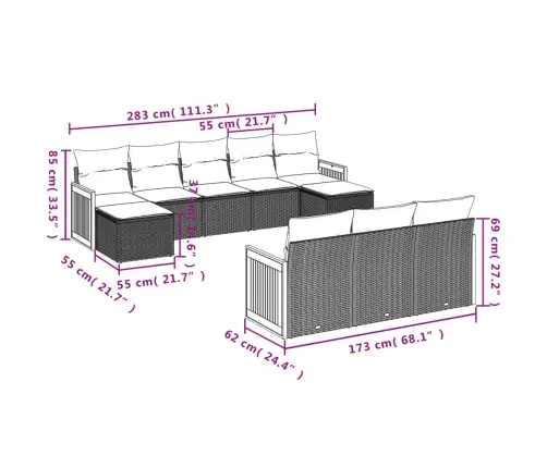 10-Osaline Aiadiivani Komplekt Patjadega, Beež, Polürotang