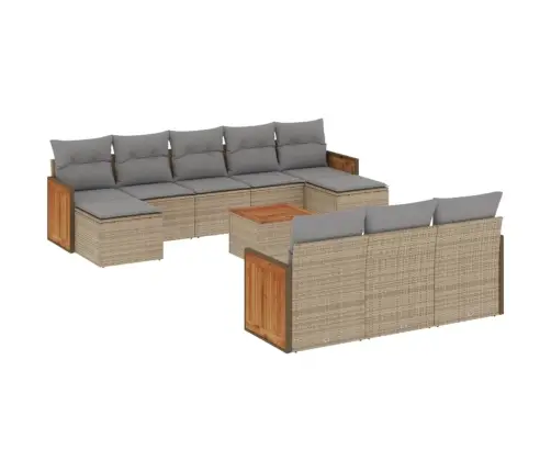 11-Daļīgs Dārza Dīvāna Komplekts, Matrači, Bēša Pe Rotangpalma Vidaxl 11-Daļīgs Dārza Dīvāna Komplekts, Matrači, Bēša Pe Rotangpalma Vidaxl