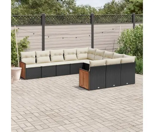 11-Daļīgs Dārza Dīvāna Komplekts, Matrači, Melna Pe Rotangpalma Vidaxl