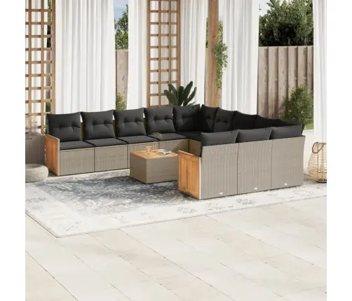 12-Daļīgs Dārza Atpūtas Mēbeļu Komplekts, Matrači, Pelēks Pe Vidaxl