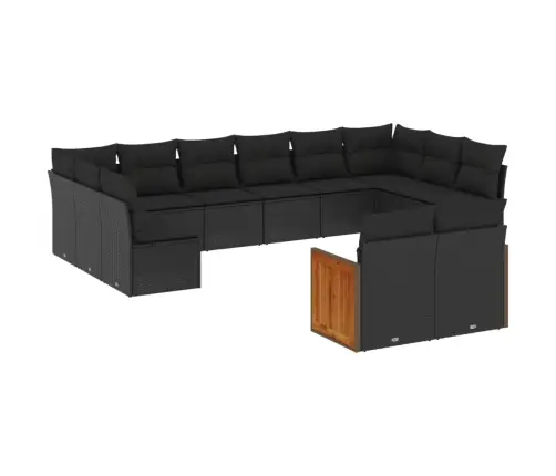 12-Daļīgs Dārza Dīvānu Komplekts, Matrači, Melna Pe Rotangpalma Vidaxl