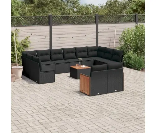 13-Osaline Aiadiivani Komplekt Patjadega, Must, Polürotang