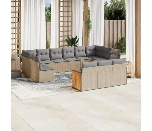 13-Daļīgs Dārza Dīvāna Komplekts, Matrači, Bēša Pe Rotangpalma Vidaxl