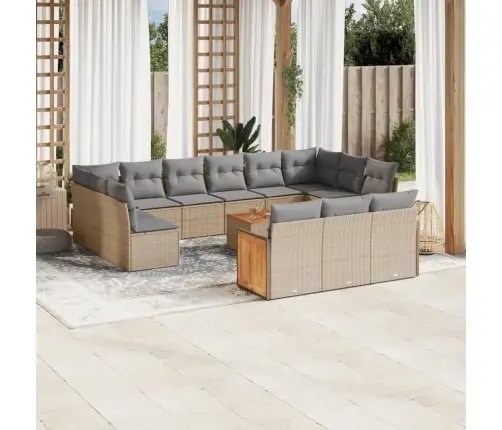 14-Osaline Aiadiivani Komplekt Patjadega, Beež, Polürotang