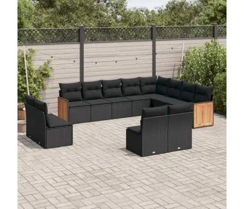 12-Daļīgs Dārza Dīvānu Komplekts, Matrači, Melna Pe Rotangpalma Vidaxl