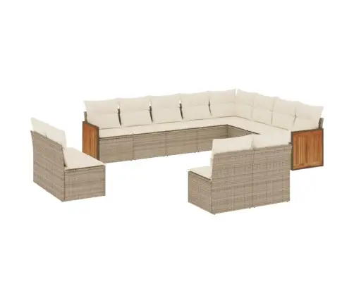 Sodo Komplektas Su Pagalvėlėmis, 12 Dalių, Smėlio, Poliratanas