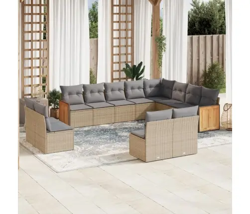 12-Osaline Aiadiivani Komplekt Patjadega, Beež, Polürotang