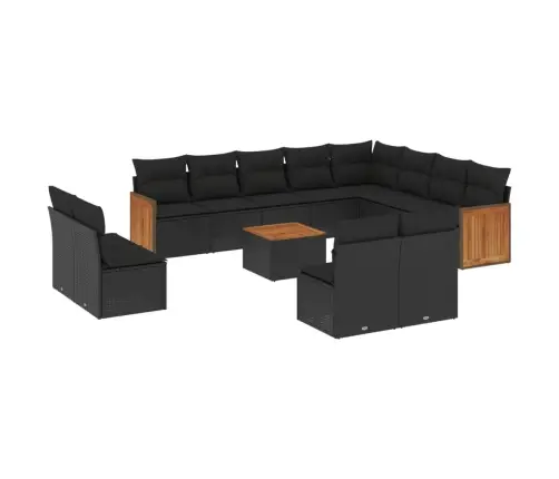 13-Osaline Aiadiivani Komplekt Patjadega, Must, Polürotang