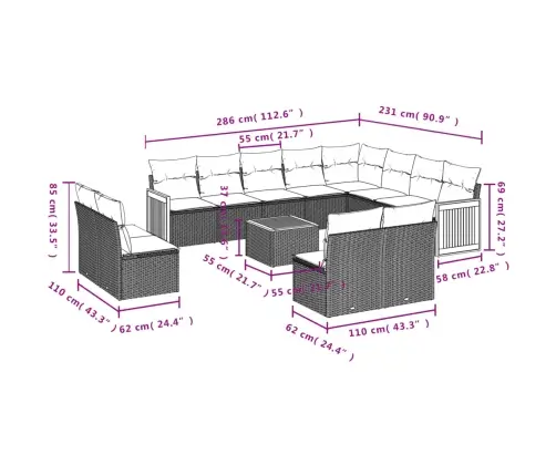 13-Osaline Aiadiivani Komplekt Patjadega, Beež , Polürotang