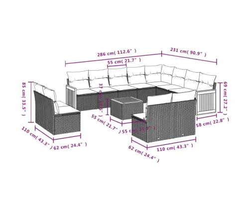 13-Osaline Aiadiivani Komplekt Patjadega, Beež , Polürotang