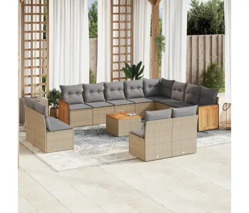 13-Osaline Aiadiivani Komplekt Patjadega, Beež , Polürotang