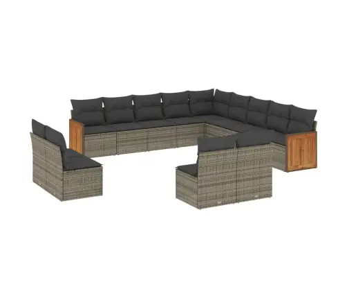 Sodo Komplektas Su Pagalvėlėmis, 13 Dalių, Pilkas, Poliratanas