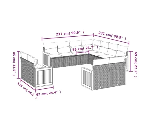 11-Osaline Aiadiivani Komplekt Patjadega, Must, Polürotang