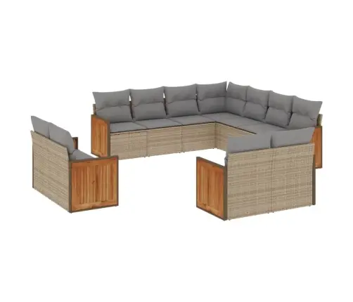 Sodo Komplektas Su Pagalvėlėmis, 11 Dalių, Smėlio, Poliratanas