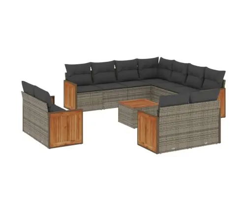 Sodo Komplektas Su Pagalvėlėmis, 12 Dalių, Pilkas, Poliratanas