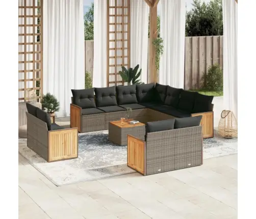 Sodo Komplektas Su Pagalvėlėmis, 12 Dalių, Pilkas, Poliratanas