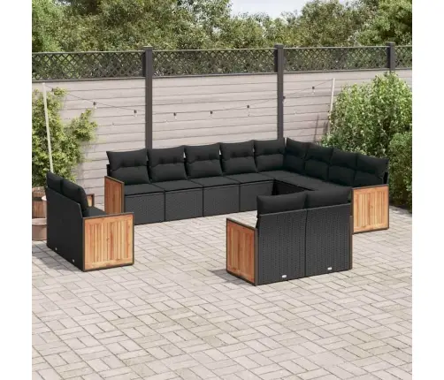 12-Osaline Aiadiivani Komplekt Patjadega, Must, Polürotang