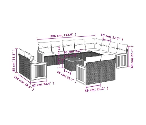Sodo Komplektas Su Pagalvėlėmis, 13 Dalių, Pilkas, Poliratanas