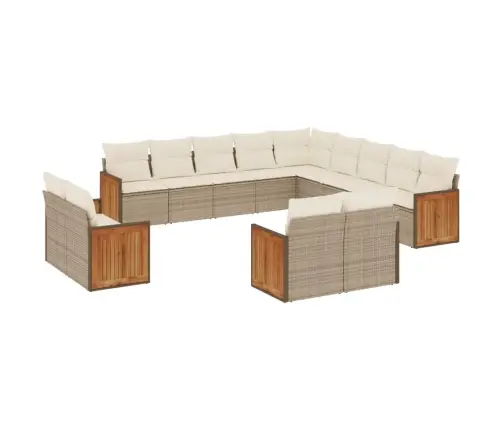 Sofos Komplektas Su Pagalvėlėmis, 13 Dalių, Smėlio, Poliratanas