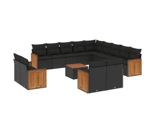 14-Osaline Aiadiivani Komplekt Patjadega, Must, Polürotang