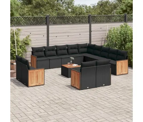 14-Osaline Aiadiivani Komplekt Patjadega, Must, Polürotang