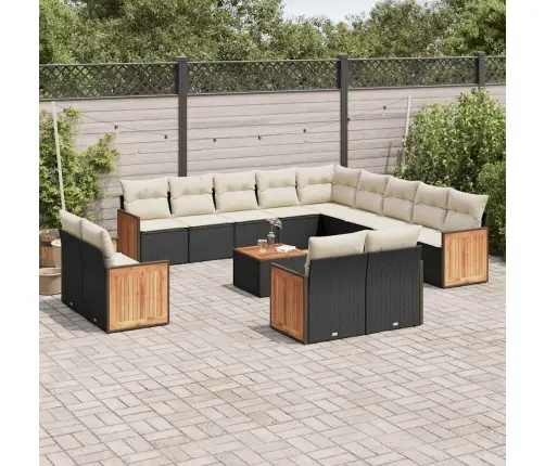 14-Osaline Aiadiivani Komplekt Patjadega, Must, Polürotang