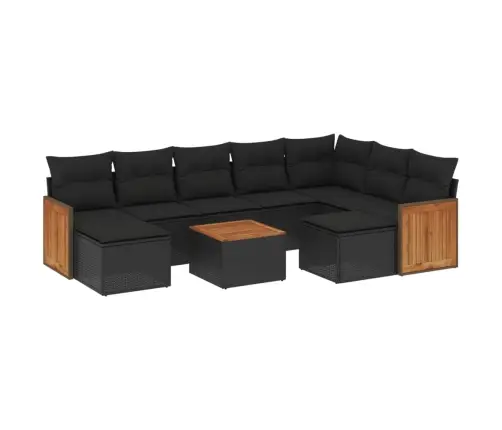 Sodo Komplektas Su Pagalvėlėmis, 10 Dalių, Juodas, Poliratanas